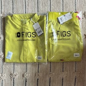 FIGS SMALL RAFAELA SCRUB TOP + ZAMORA TALL SMALL JOGGER SCRUB PANTS - LIMEADE